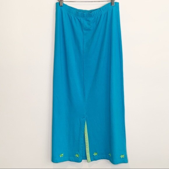 The Quacker Factory Embroidered Turtle 90s Quirky Pull On Midi Skirt M - Picture 2 of 8